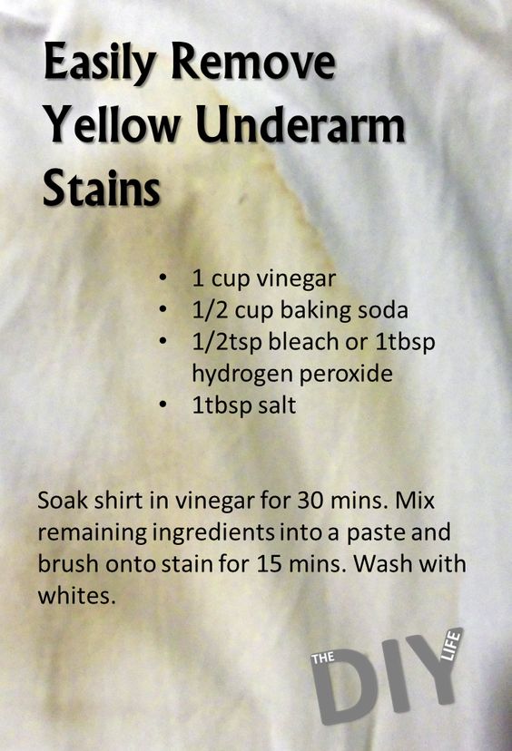 remove yellow underarm stains