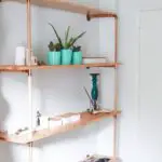 copper and wood shelf