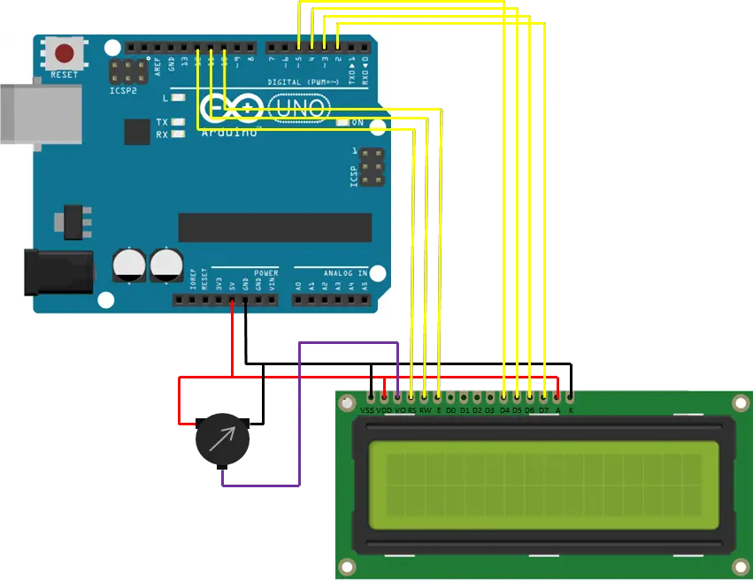 Arduino LCD Wiring Diagram