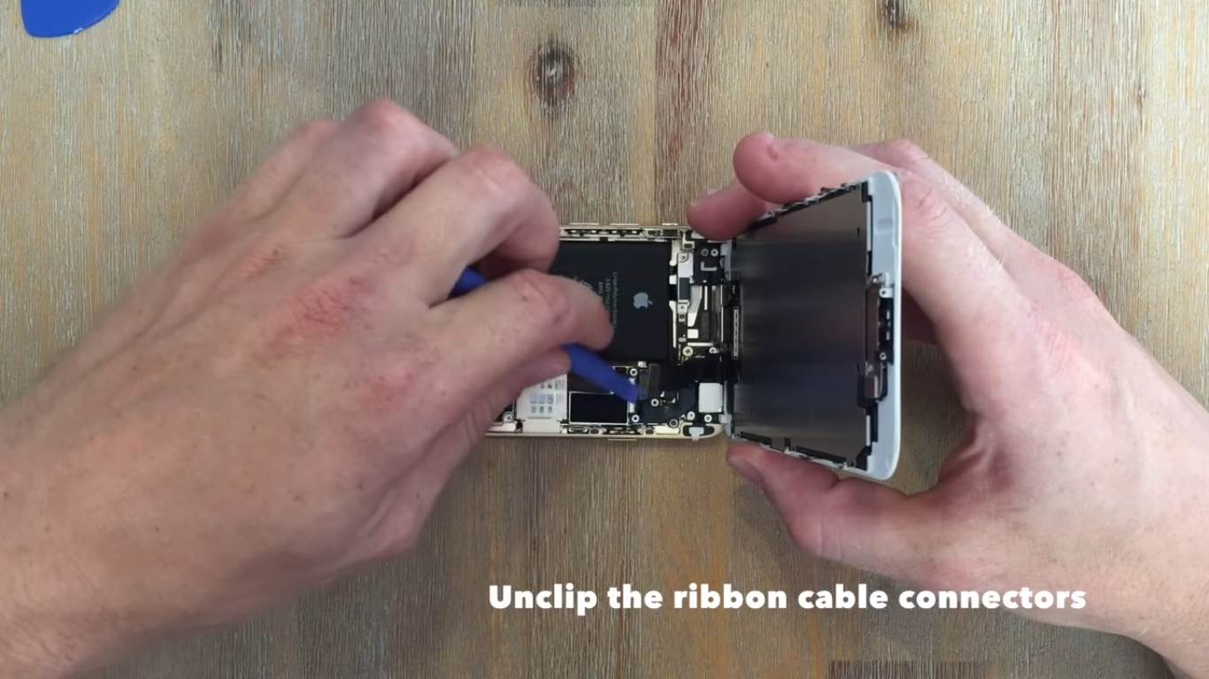 unclip the ribbon cable connector