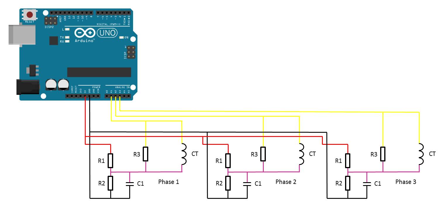 3 phase energy meter circuit diagram