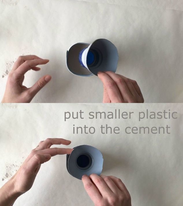 put smaller plastic insert into the cement