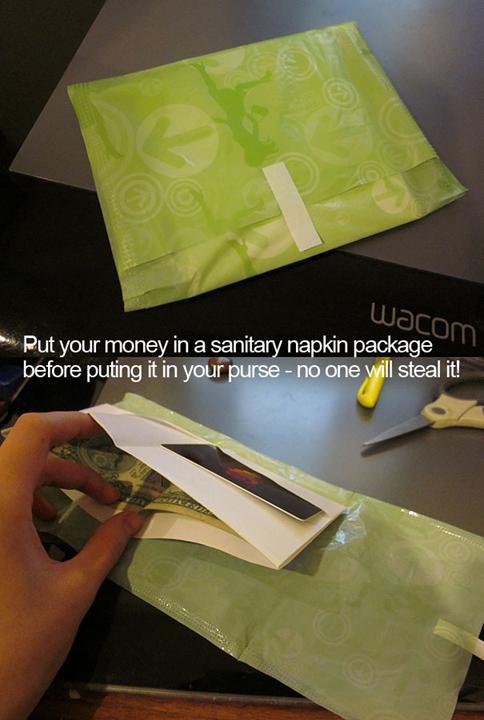 money in a sanitary bag