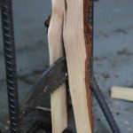 splitting wood with the wood splitter