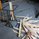 splitting wood with the wood splitter, wood split