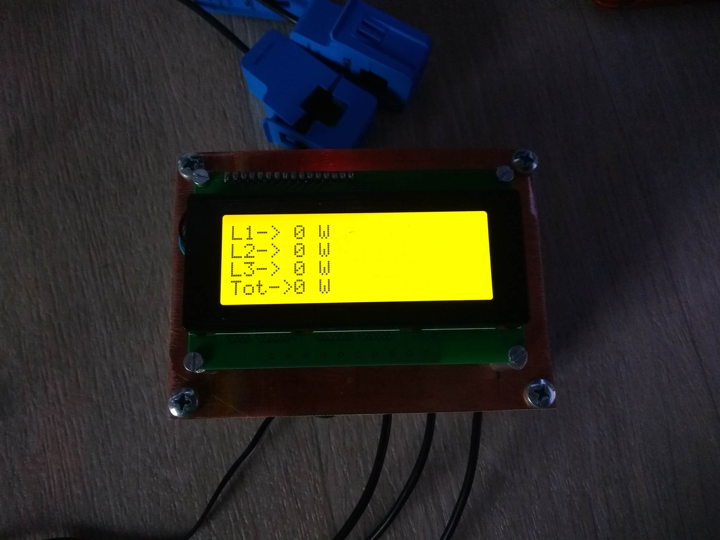 Simple 3 Phase Arduino Energy Meter Total Power Screen