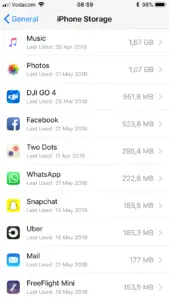 iPhone storage usage