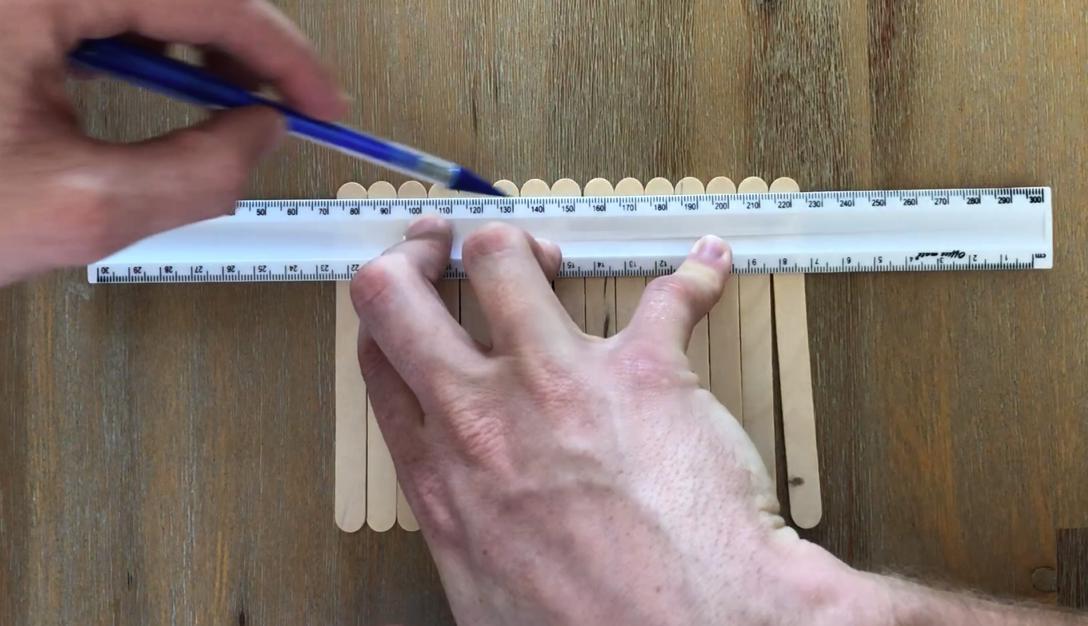 mark off the edges to be cut from the sticks