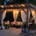 Sheer curtain divider for a romantic backyard shade