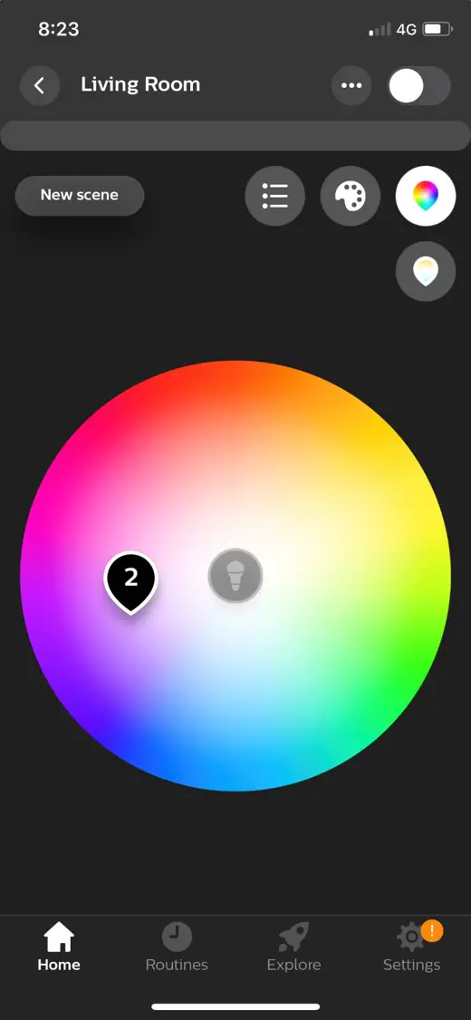 Philips Hue App Colour Pallet