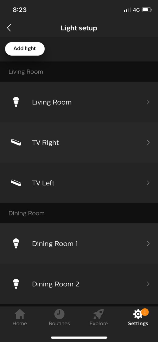 Philips Hue App Light Setup