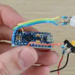 LED & Push Button Soldered Onto Arduino