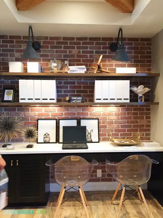 Shelving On A Brick Feature Wall