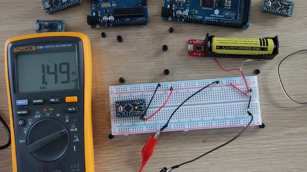 Arduino Pro Mini 3.3V at 3.7V Low Power Mode