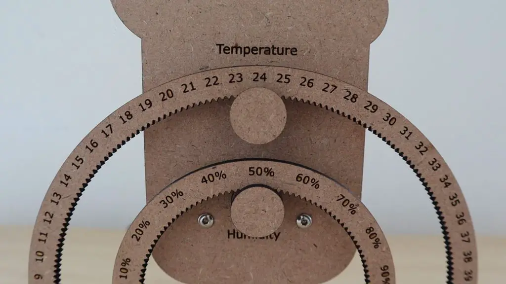 Temperature And Humdity Shown On Two Gears