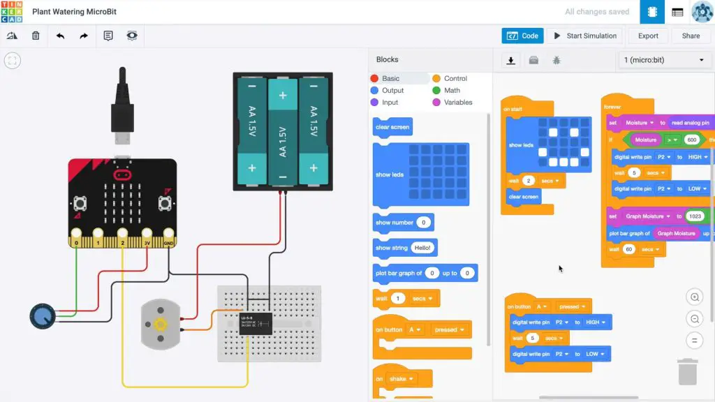 I Designed The Circuit and Code In TinkerCAD