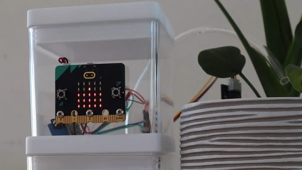The Graph On The Front of the Micro:bit Shows The Moisture Level