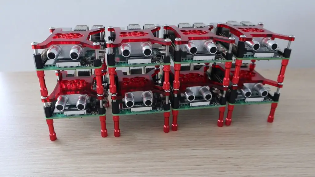 All 8 Raspberry Pi's Prepared With Cooling Blocks