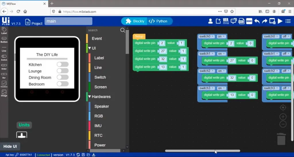 Basic Home Automation on M5 Stack Core 2