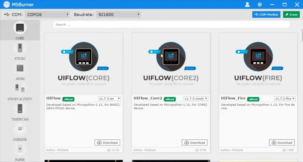 M5 Burner To Install Ui Flow