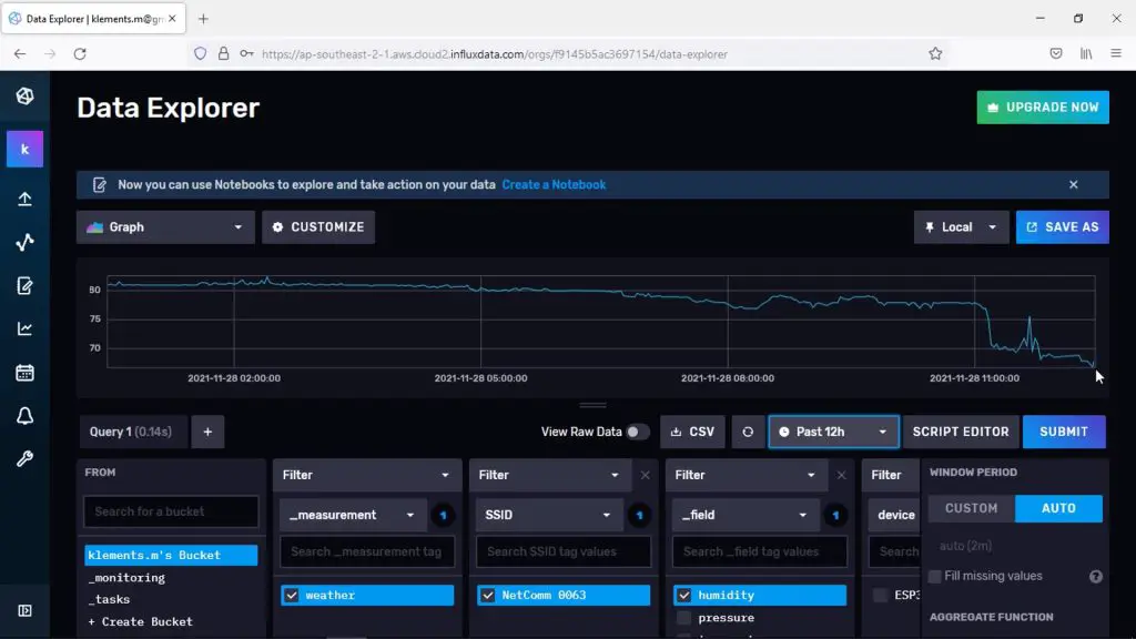 InfluxDB Data Explorer