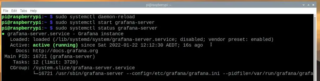 Grafana Server Running