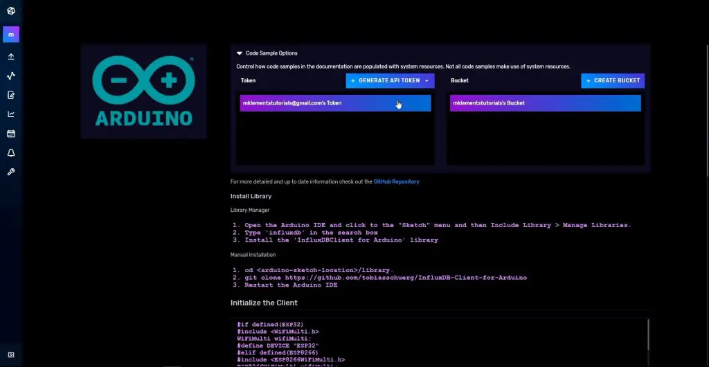 InfluxDB Arduino Interfacing Options