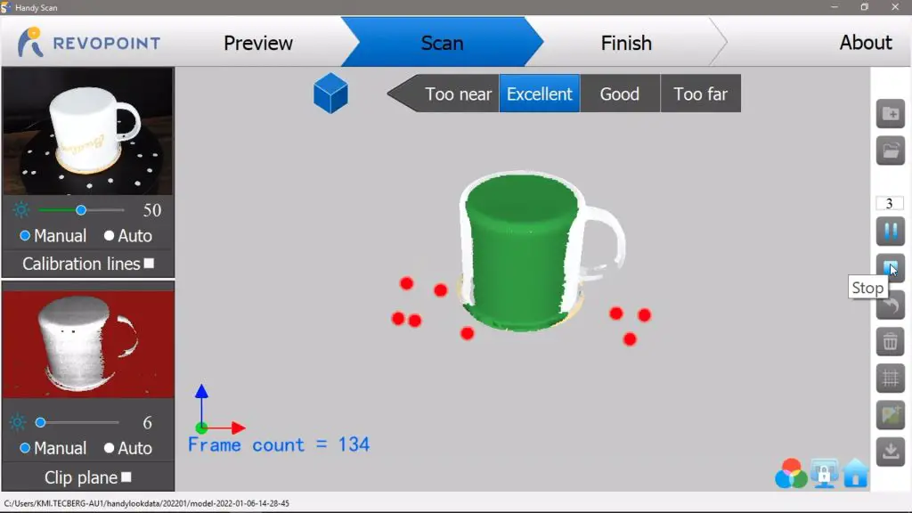 Underside of Mug Being Scanned In Handy Scan App