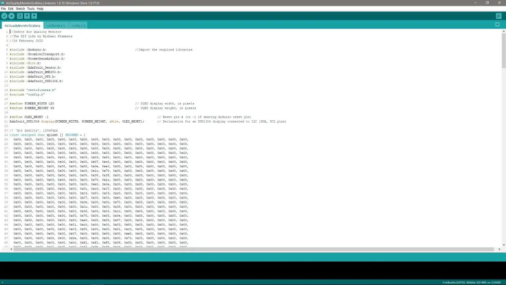 Indoor Air Quality Monitor Arduino Sketch