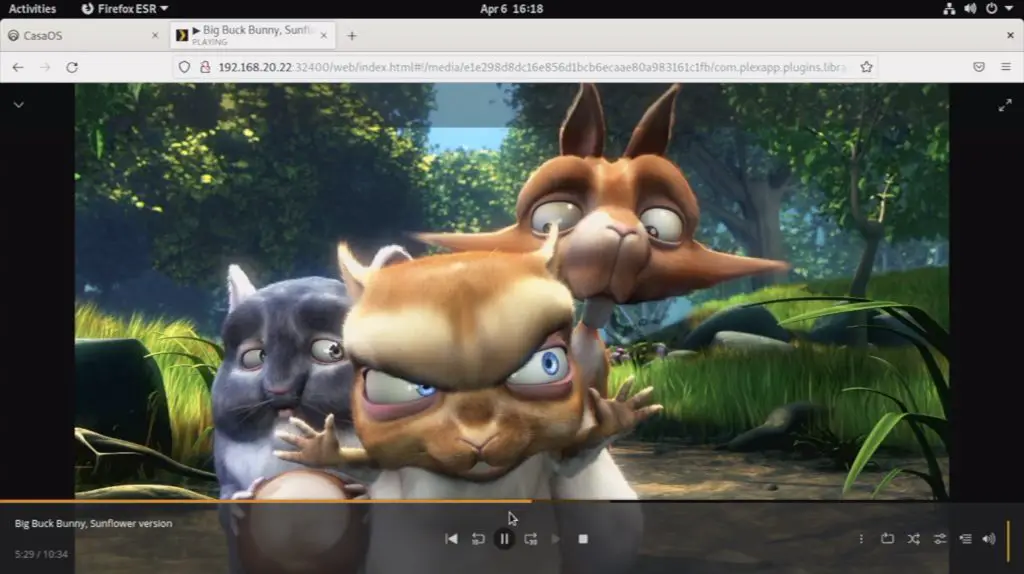 Big Buck Bunny Running On Plex Server