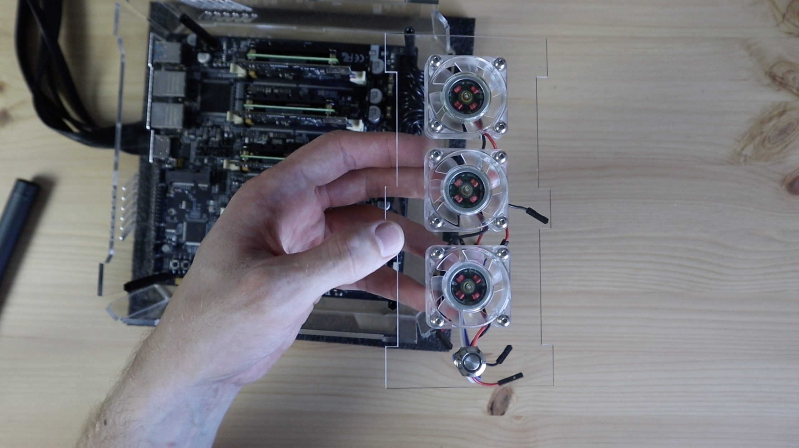 Front Panel Assembled With Fans and Power Button The DIY Life