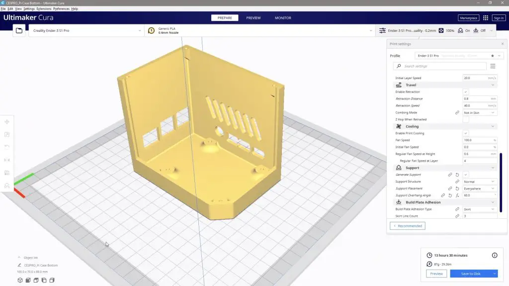 Slicing The Desktop Case In Cura