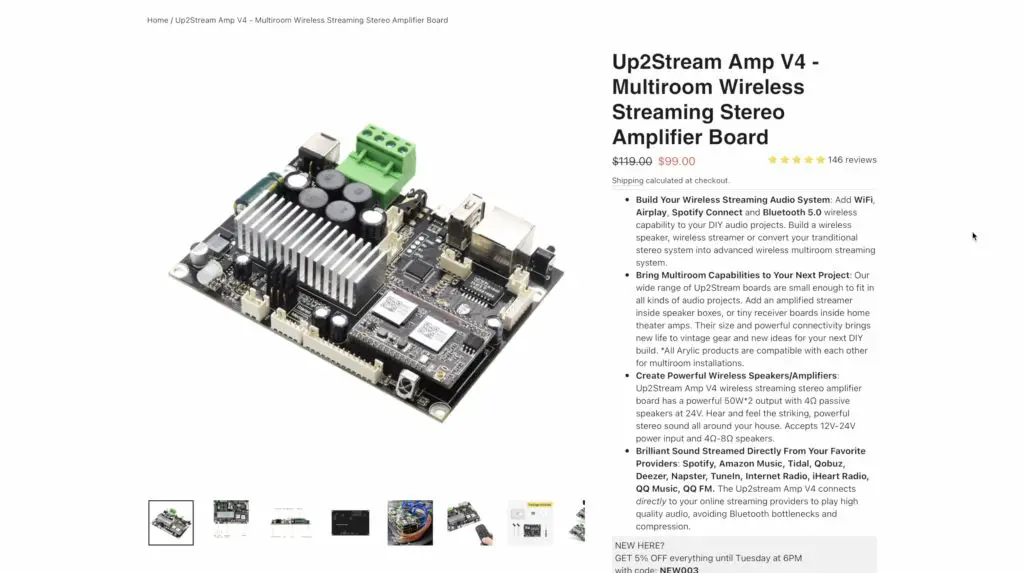 Arylic Up2Stream Amp V4 Listing