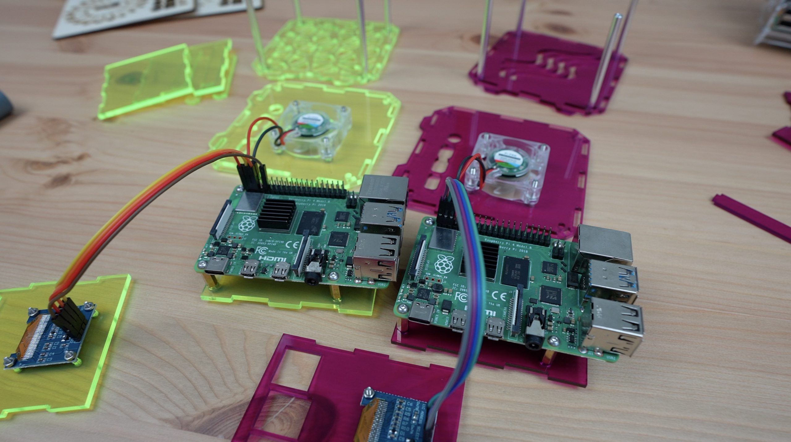 Raspberry Pi's Installed In Coloured Case Components