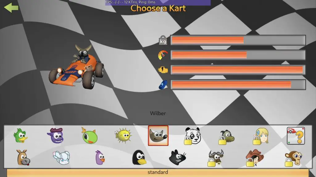 Super Tux Kart Choose a Kart