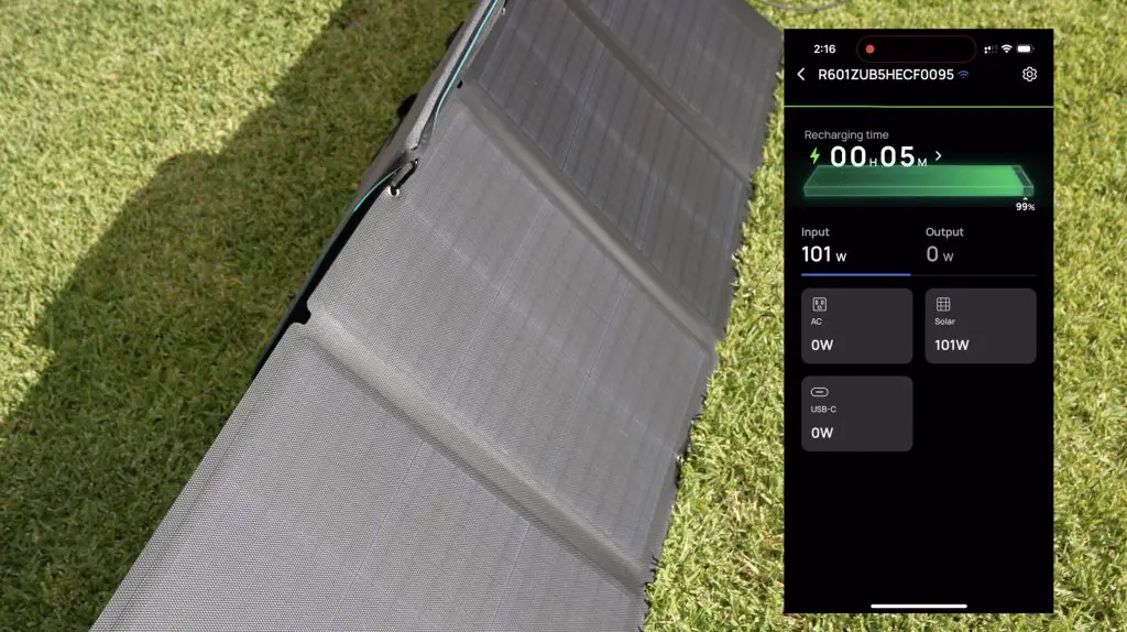 Solar Charging At 100W