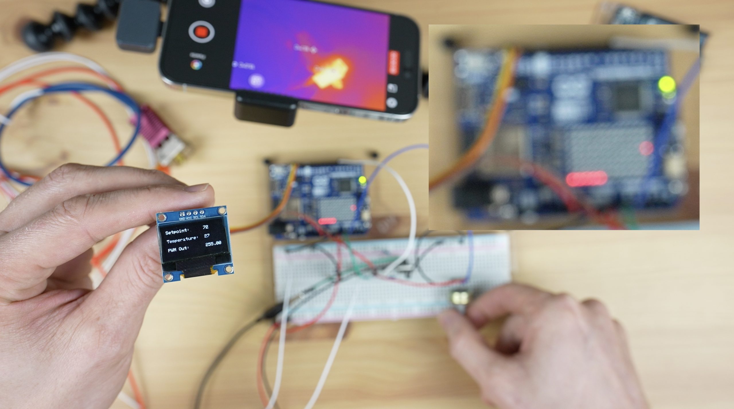 LED Matrix Indicating Termperature and Setpoint Adjustment