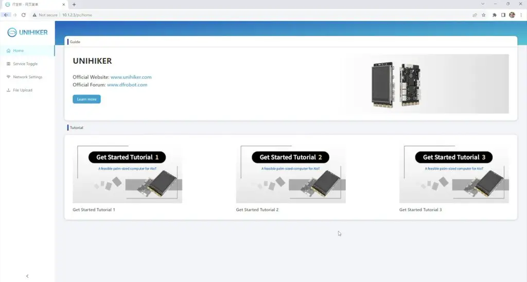 Web Dashboard To Access Tutorials and Documentation