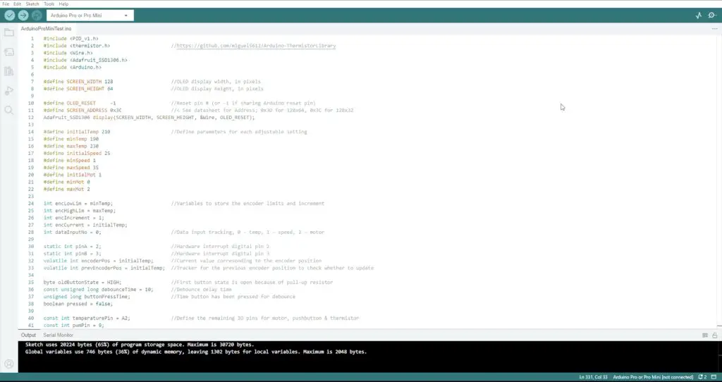 Arduino IDE Controller Code