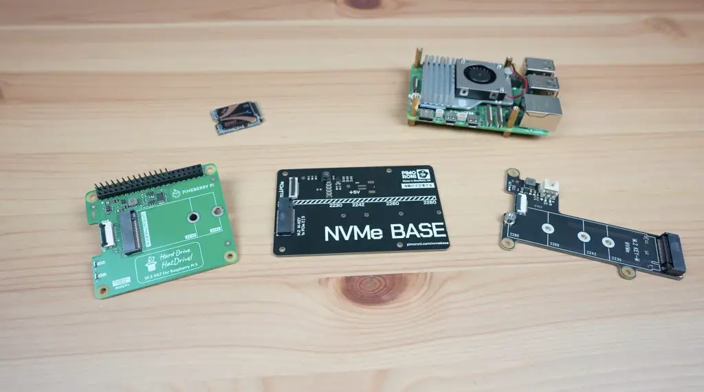 Three Different Pi 5 NVMe Hat Options