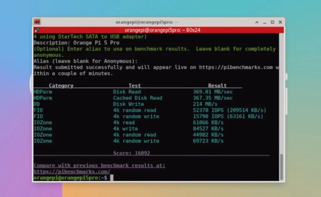 PiBenchmarks Script Results NVMe Test