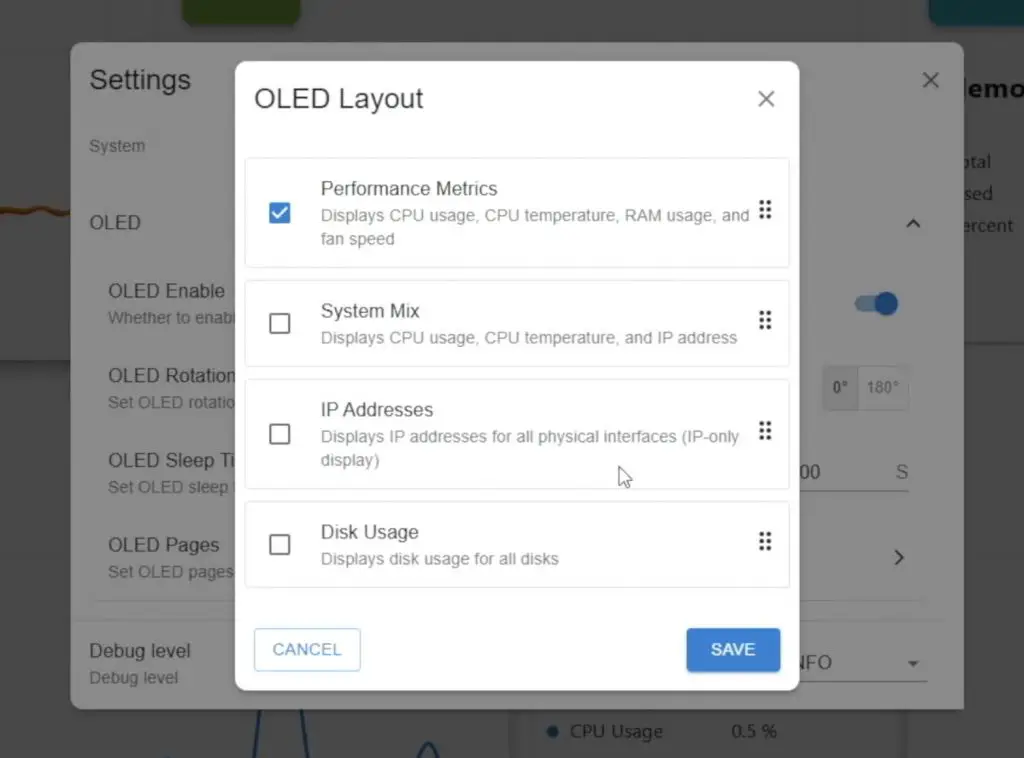 OLED Display Layout and Options